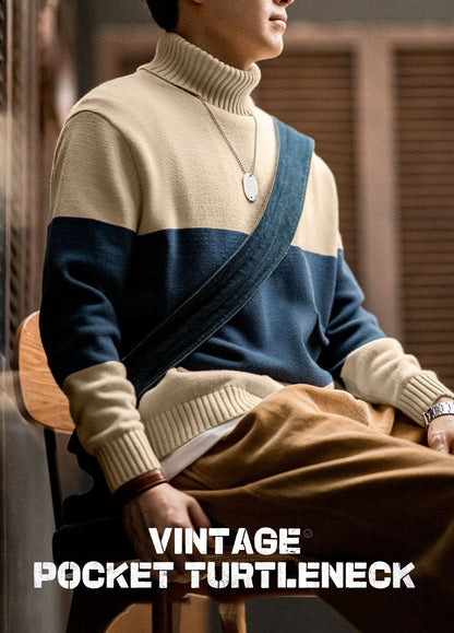 American Retro Knitted Contrast Color Striped Pullover Warm Men's Sweater - Harmony Gallery