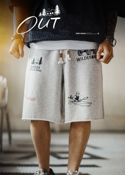 American Retro Terry Cloth Heavyweight Outerwear Sporty Men's Shorts