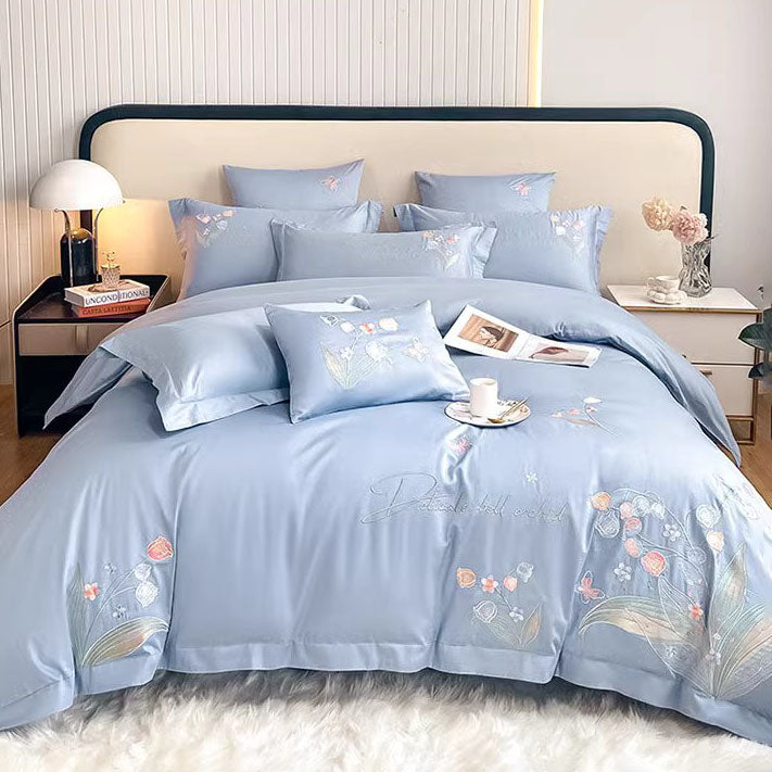Nordic Light Luxury Princess Cotton Embroidered Four-Piece Bed Set - Harmony Gallery