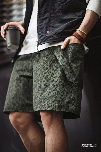 American Retro Raindrop Camouflage Military Functional Men's Shorts - Harmony Gallery