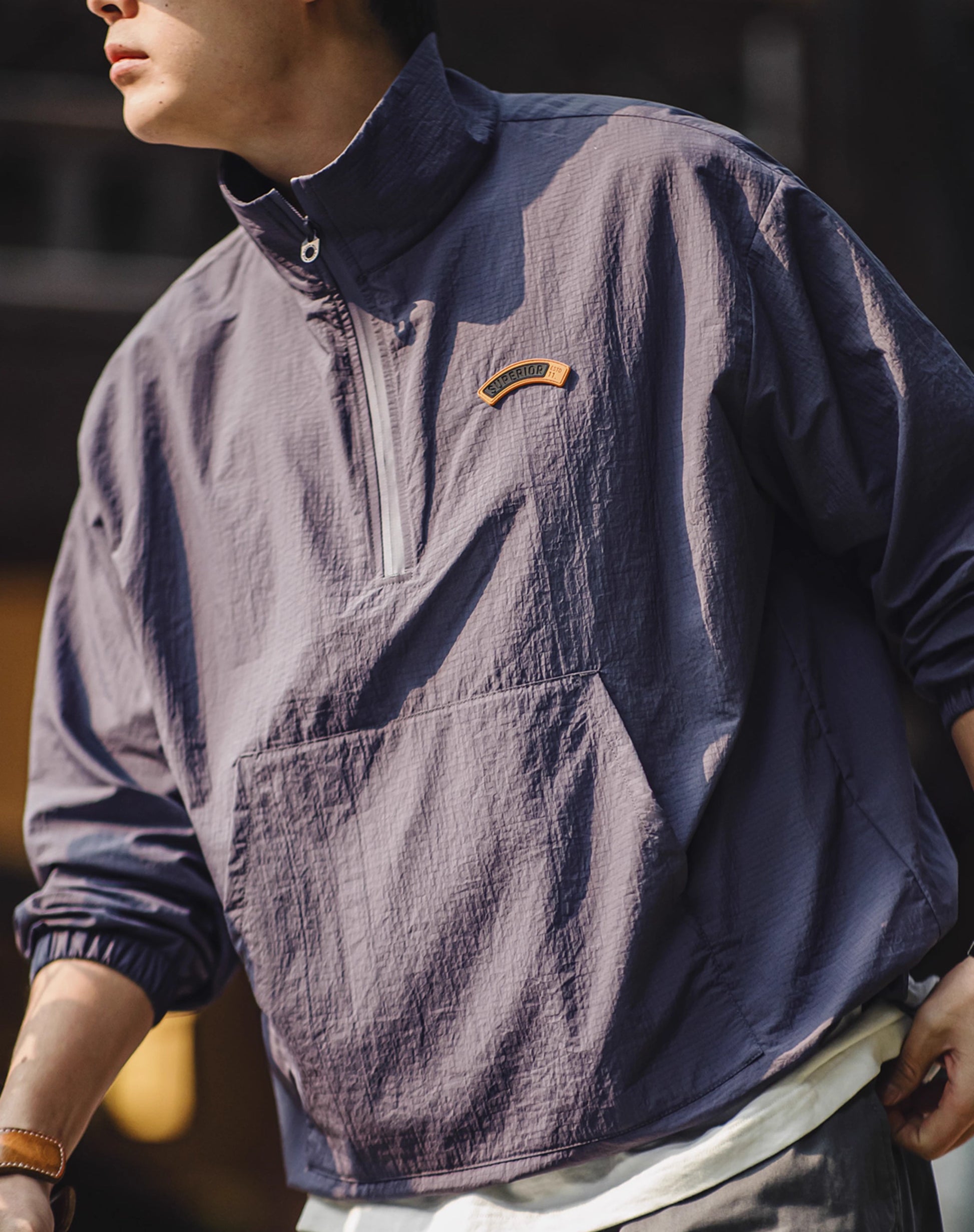 American Retro Workwear Half-Zip Sports Pullover Men's Sweater - Harmony Gallery