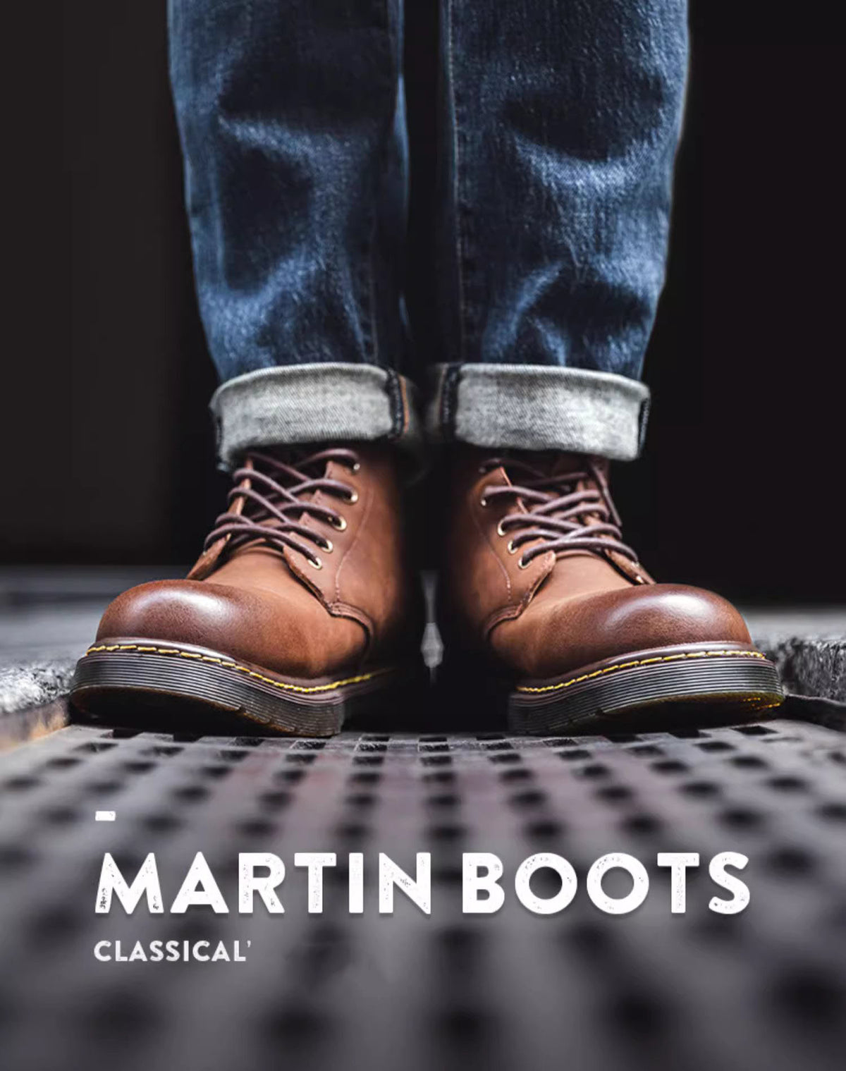 British Retro High-Top Leather motorcycle Versatile Martin Men's Boot - Harmony Gallery