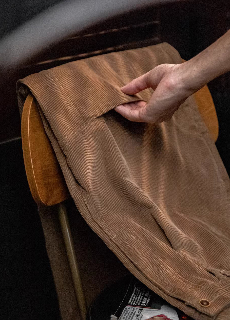 American Retro Multi-Pocket Corduroy Loose Pure Cotton Men's Trousers - Harmony Gallery