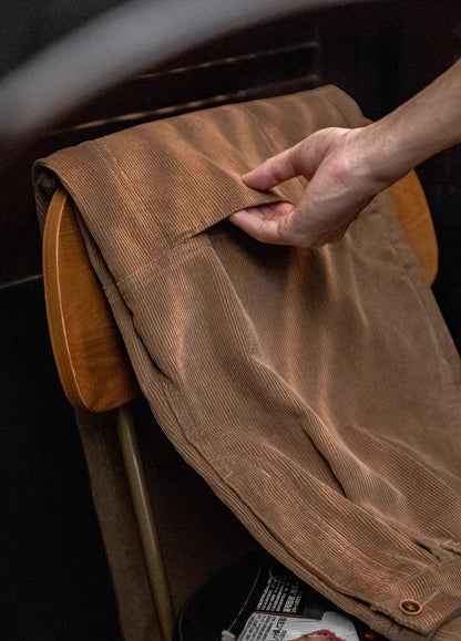 American Retro Multi-Pocket Corduroy Loose Pure Cotton Men's Trousers - Harmony Gallery