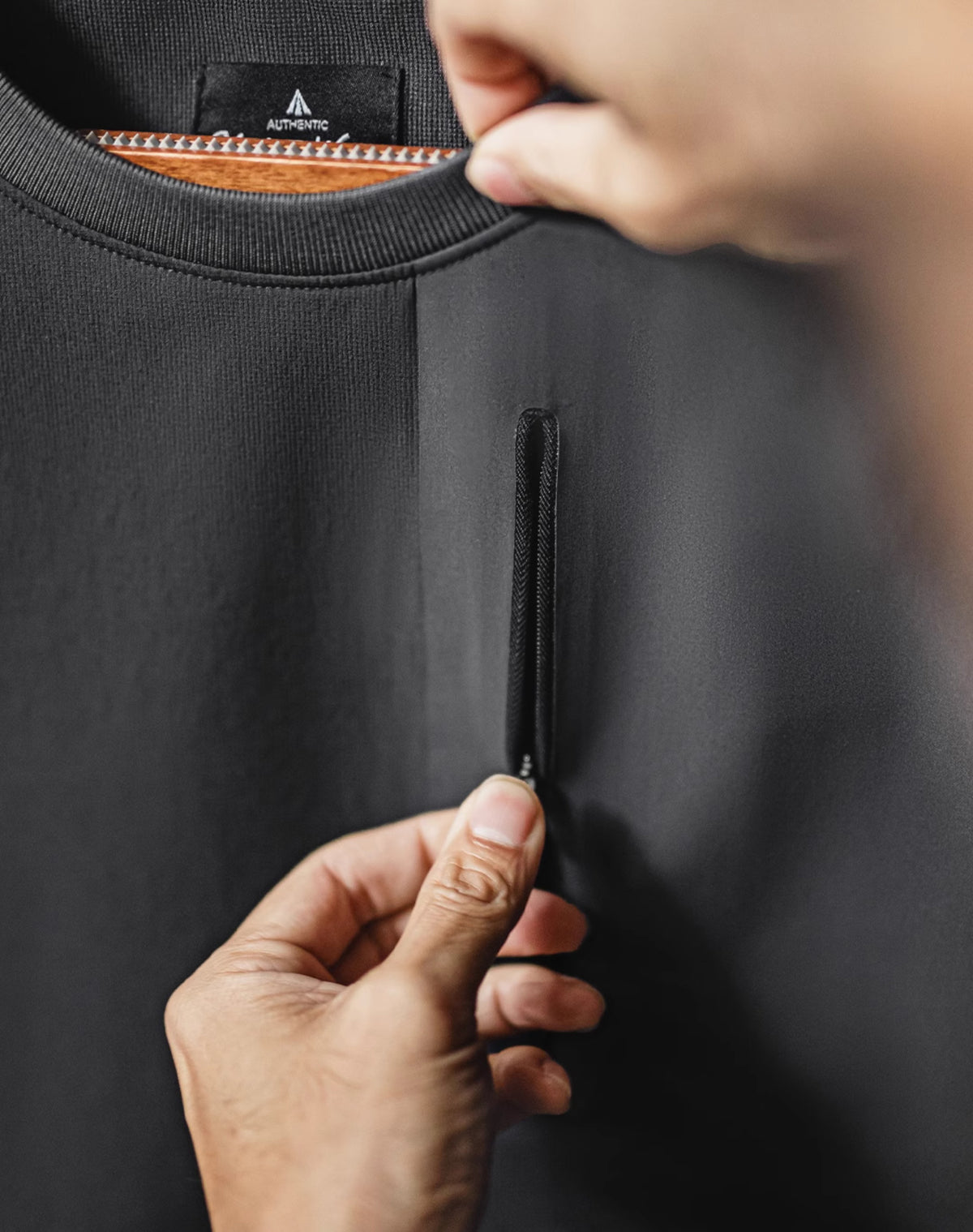 American Retro Functional Sports Chest Pocket Woven Drop Shoulder Men's Sweater - Harmony Gallery