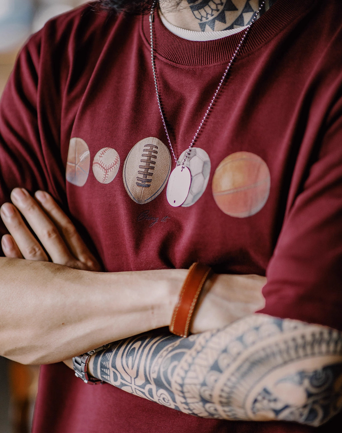 American Retro Ball Elements Digital Print Street Cotton Men's T-Shirt - Harmony Gallery