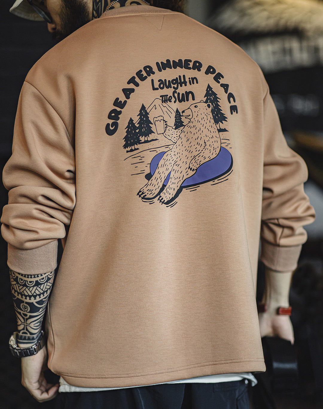American Workwear Air Layer 3D Letter Print Illustration Men's Sweater - Harmony Gallery