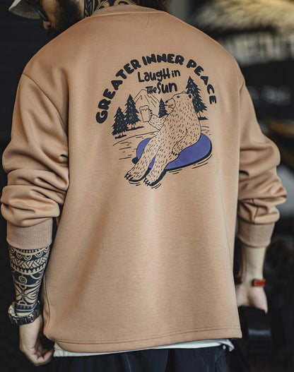American Workwear Air Layer 3D Letter Print Illustration Men's Sweater - Harmony Gallery