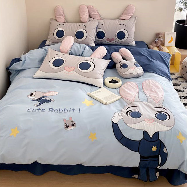 Good Night Disney Rabbit Police Cotton Washed Four-piece Bed Set - Harmony Gallery
