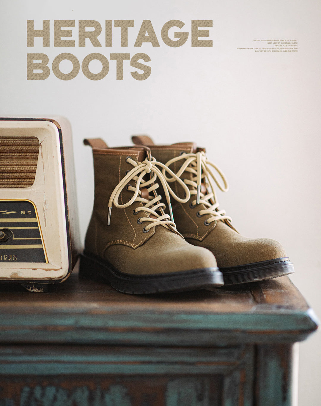 American Retro Age Of Navigation Waxed Canvas Martin Top Men's Boot - Harmony Gallery