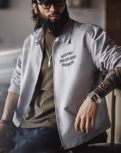 American Retro Letter Embroidery Coach Loose Silhouette Spring Men's Jacket - Harmony Gallery