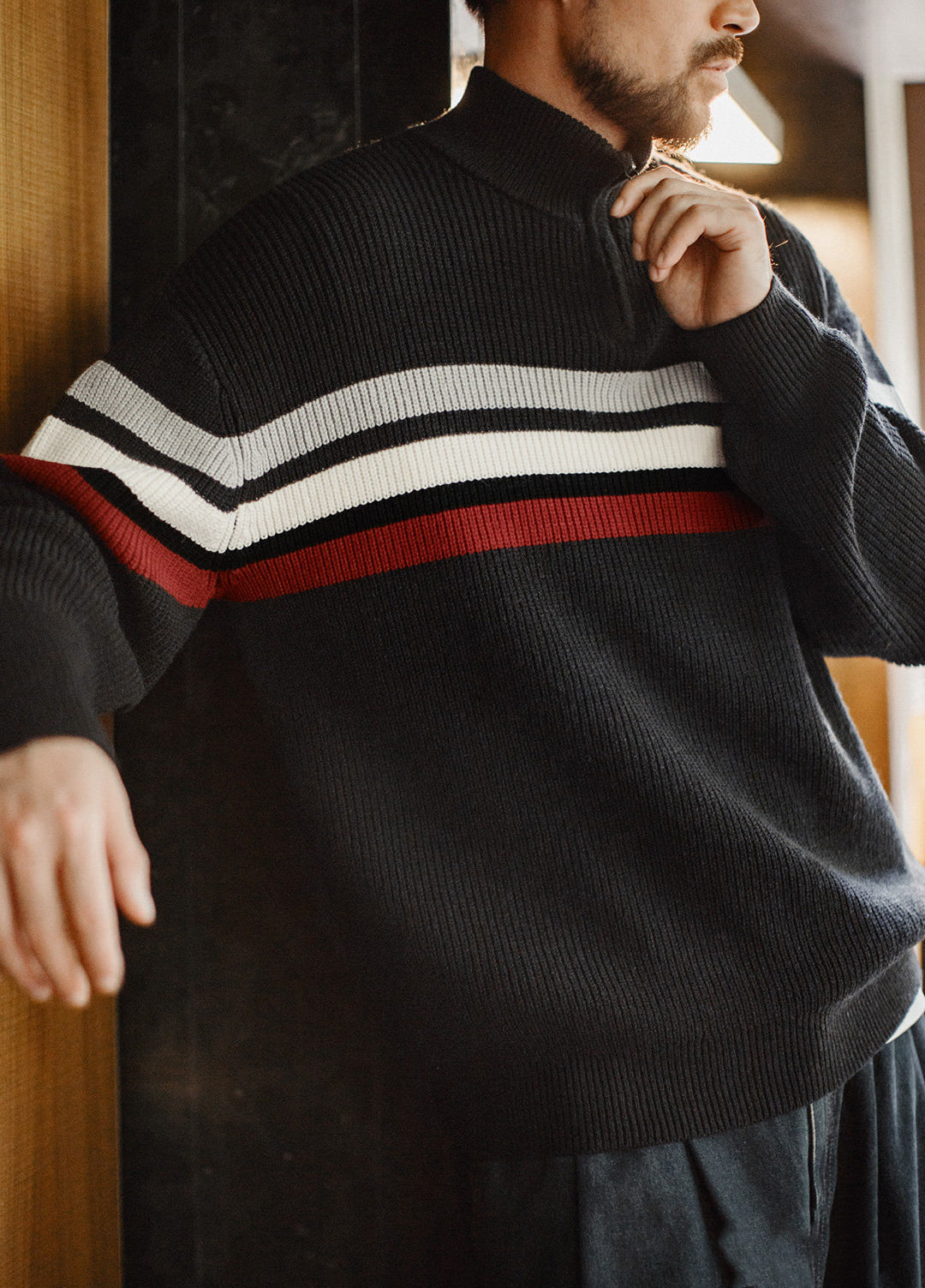 American Half-Zipper Knit Heavyweight Half-Turtleneck Outerwear Men's Sweater - Harmony Gallery