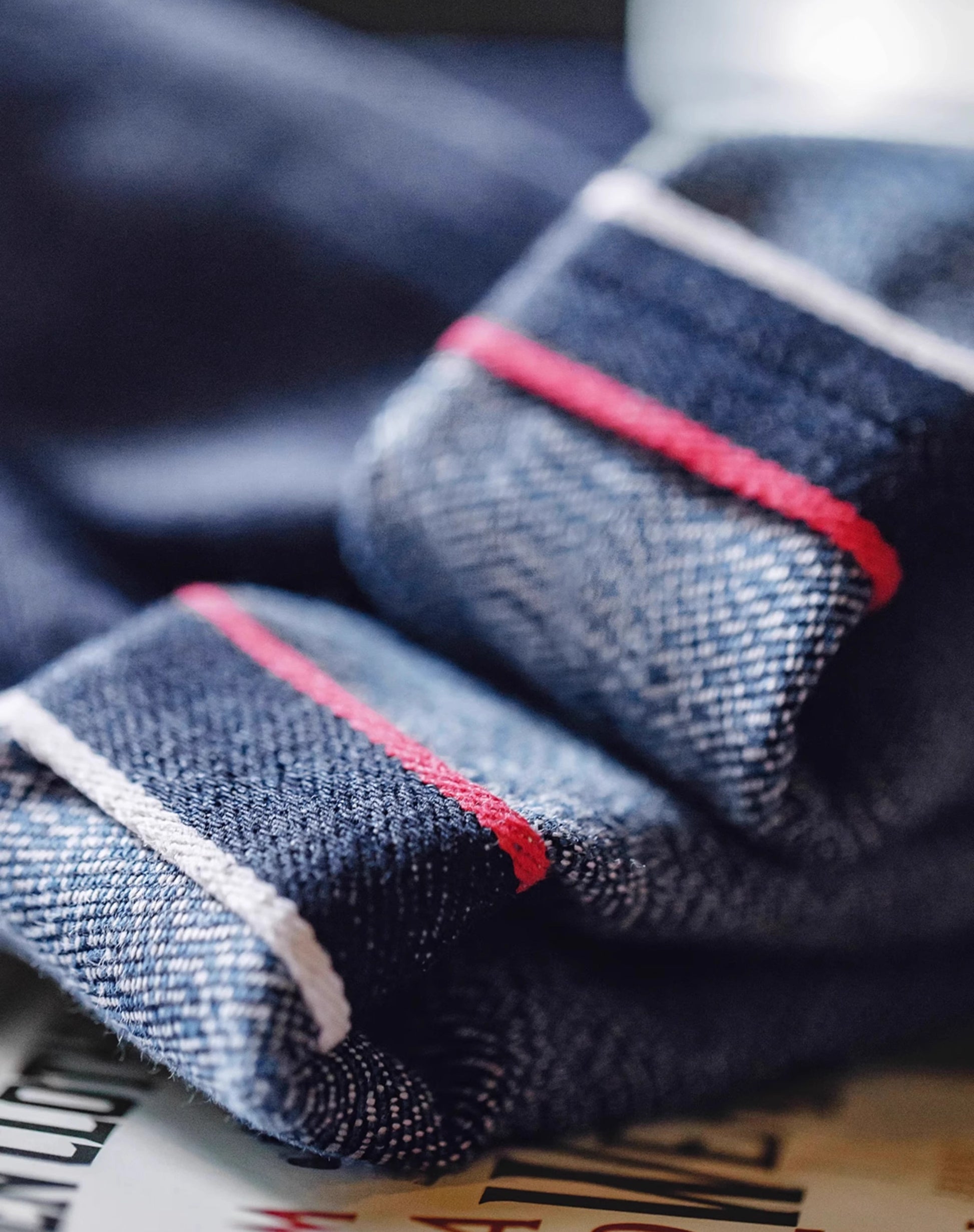 American Retro Pepper And Salt Denim Red Ear Straight Men's Jeans - Harmony Gallery