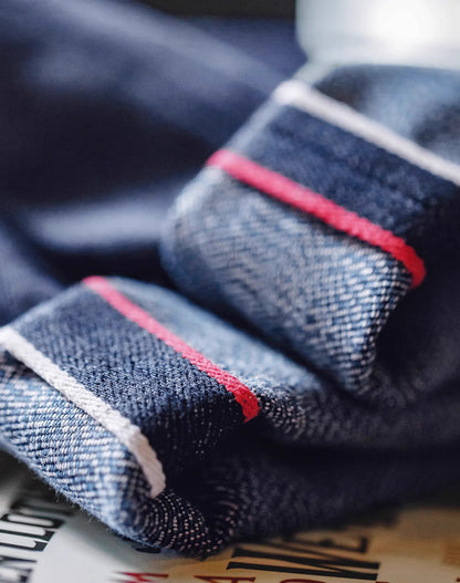 American Retro Pepper And Salt Denim Red Ear Straight Men's Jeans - Harmony Gallery