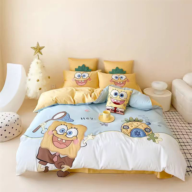 Cute SpongeBob SquarePants Pure Cotton Four-Piece Bed Set - Harmony Gallery