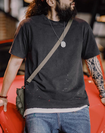 American Workwear Retro Destroyed Cut Ink Men's T-Shirt - Harmony Gallery