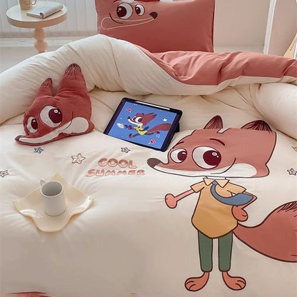 Disney Cartoon Zootopia Nick Washed Four-piece Pure Cotton - Harmony Gallery