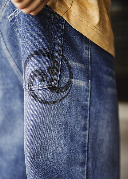American Washed Denim Blue Cathair Heavyweight Straight-Leg Men's Jeans - Harmony Gallery