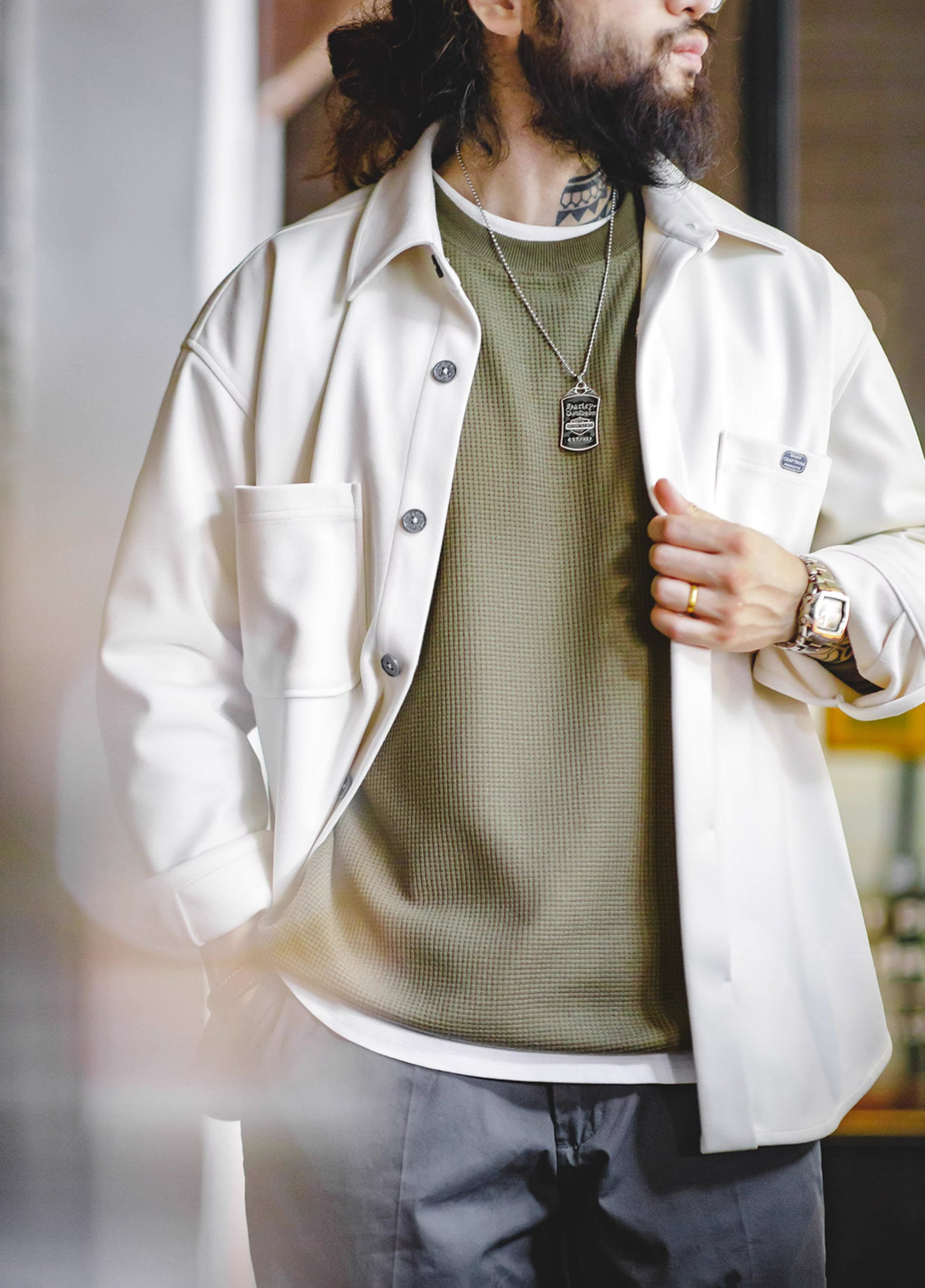American Workwear Waffle Velcro Drop Shoulder Men's Sweater - Harmony Gallery