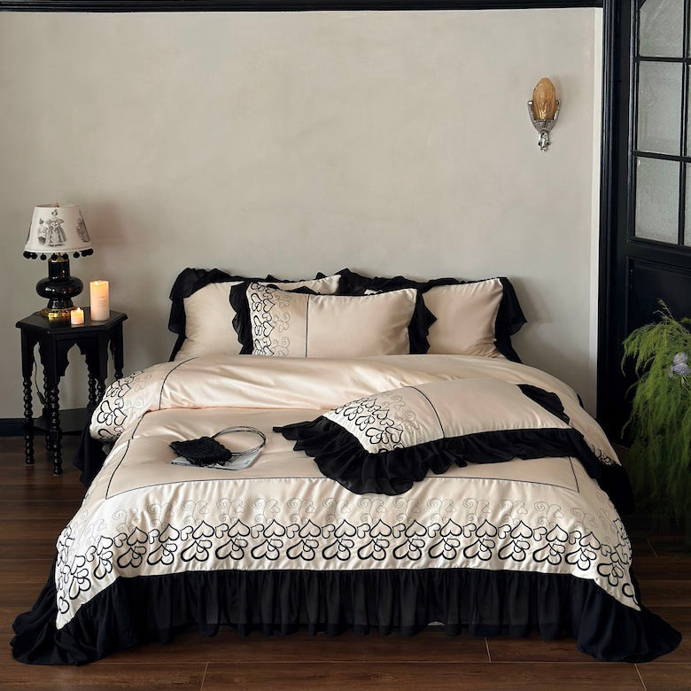 French Love Lace Cotton Four-Piece Heat Storage And Warmth Bed Set - Harmony Gallery
