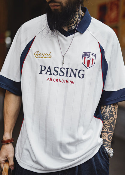 American Retro Polo Sports Soccer Printed Thin Team Uniform Men's T-Shirt