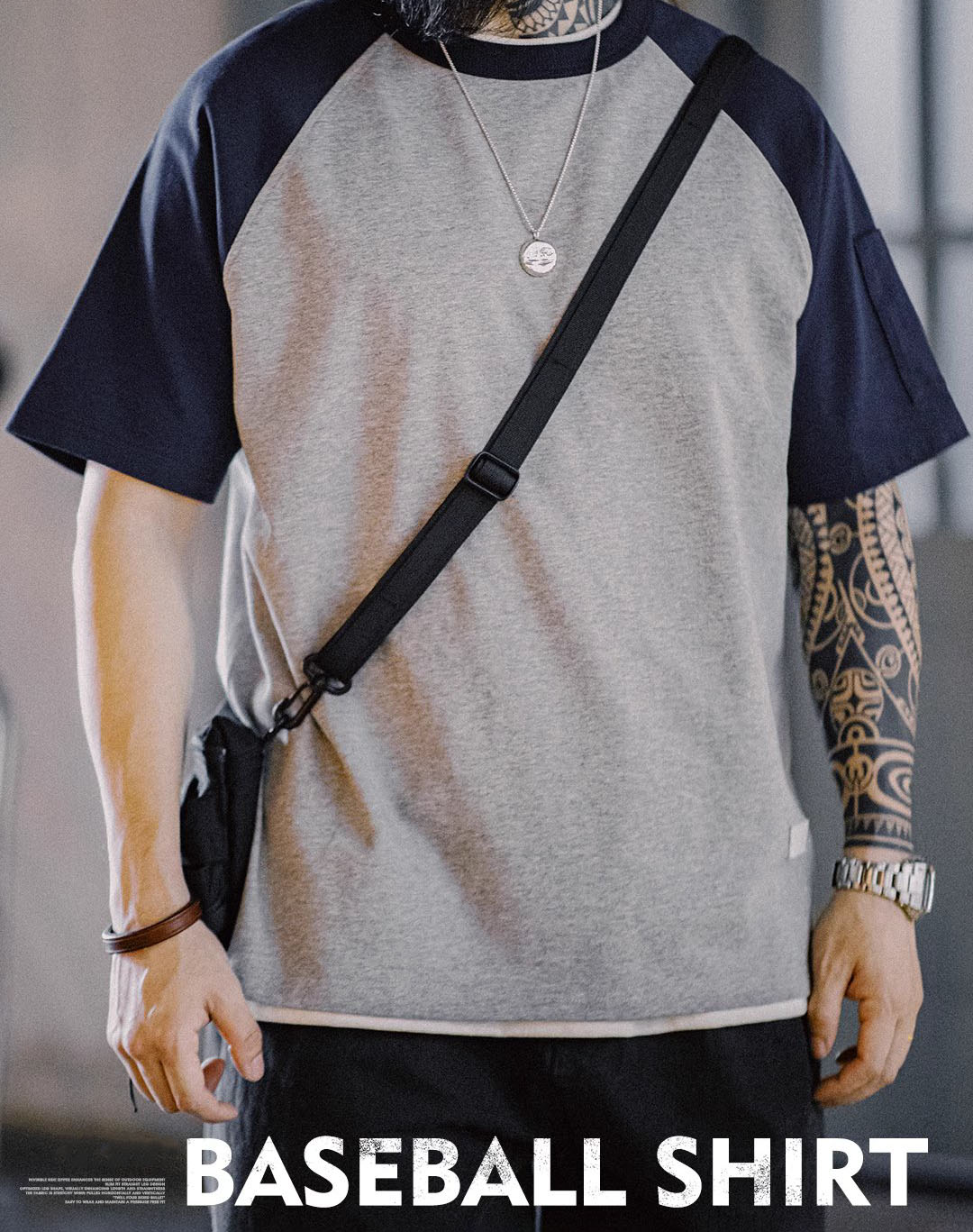 American Retro Baseball Contrast Color Stitching Men's T-Shirt - Harmony Gallery