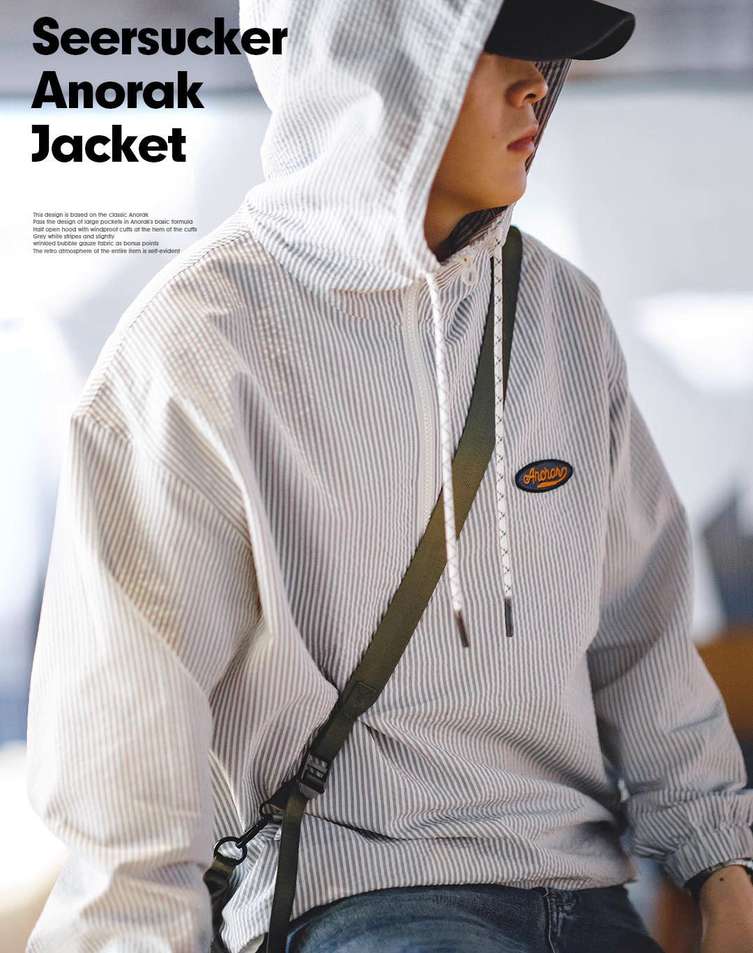 American Retro Anorak Hooded Half Zipper Pullover Men's Sweater - Harmony Gallery