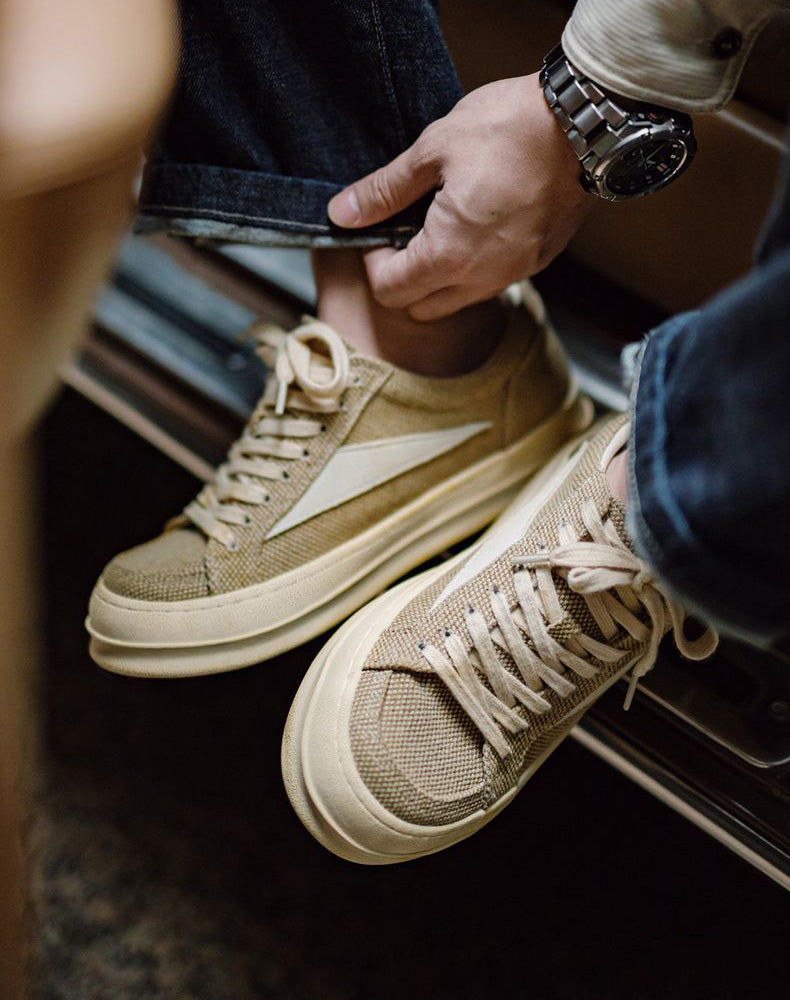 American Retro Canvas Thick-Soled High-Heeled High Street Men's Casual Shoes - Harmony Gallery