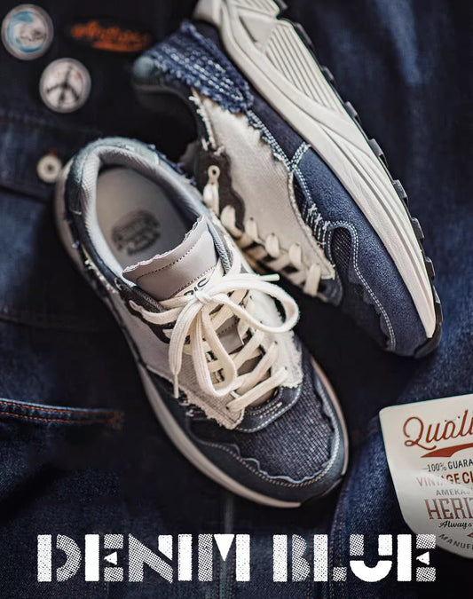 American Denim Wave Jogging Retro Beggar Cowboy Men's Sports Shoes - Harmony Gallery