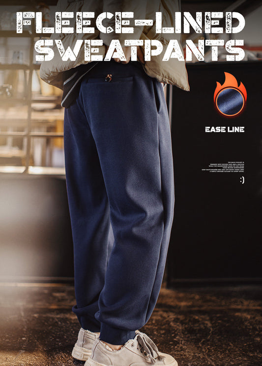 American Jogger Sweatpants Fleece Thickened Warm Drawstring Men's Trousers