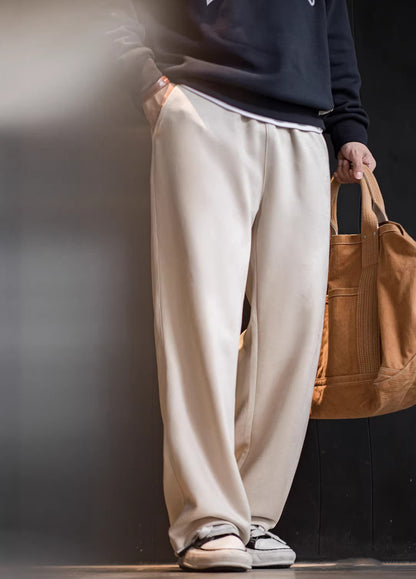 American Brushed Suede Sweatpants Lazy Loose Drape Wide-Leg  Men's Trousers - Harmony Gallery