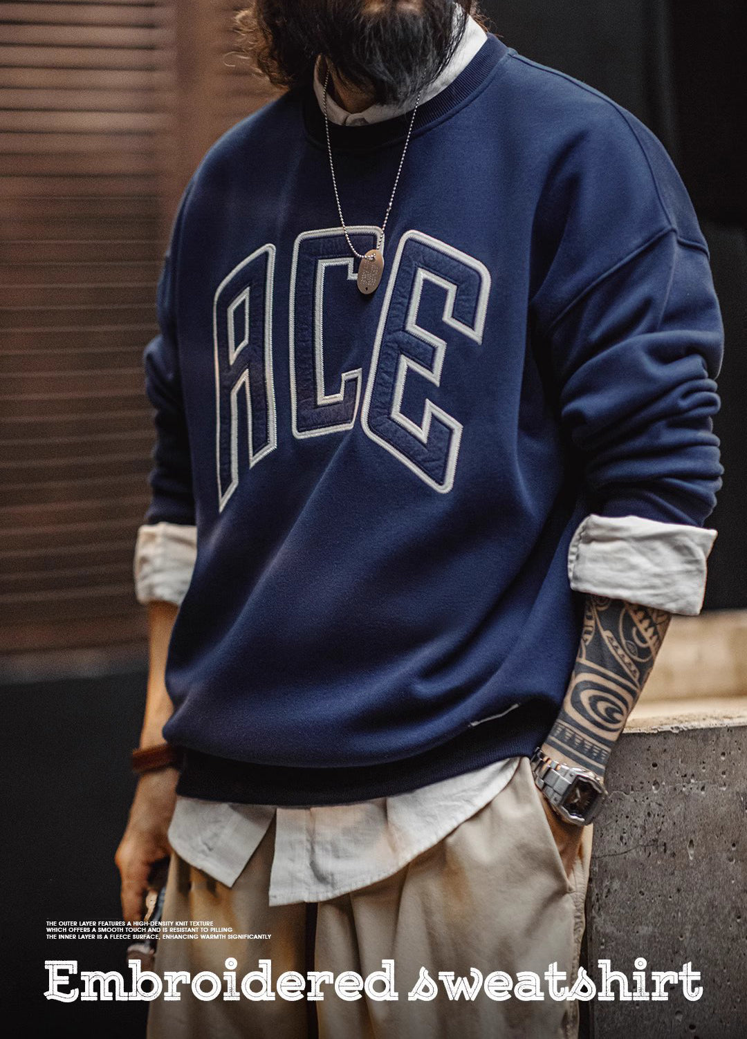 American Letter Embroidered College Thickened Velvet Warm Men's Sweater - Harmony Gallery
