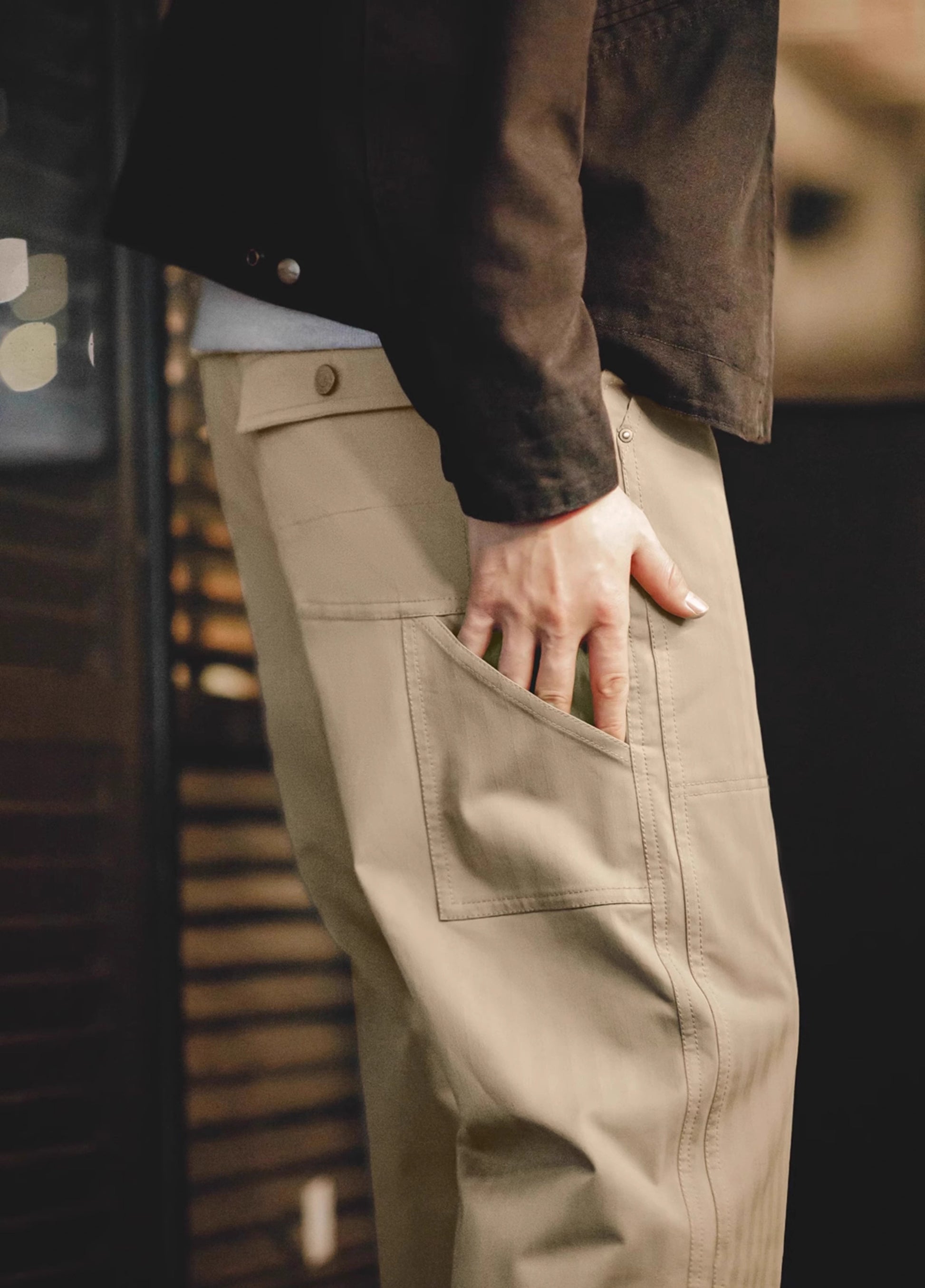 American Retro Double Knee Stitching Multi-Pocket Men's Trousers - Harmony Gallery
