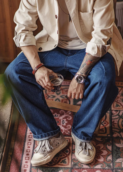 American Retro Heavy Washed Logging Wide-Leg Men's Jeans - Harmony Gallery