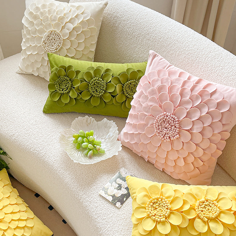 Vibrant Blossom Beauty 3D Floral Decorative Throw Pillows - Harmony Gallery