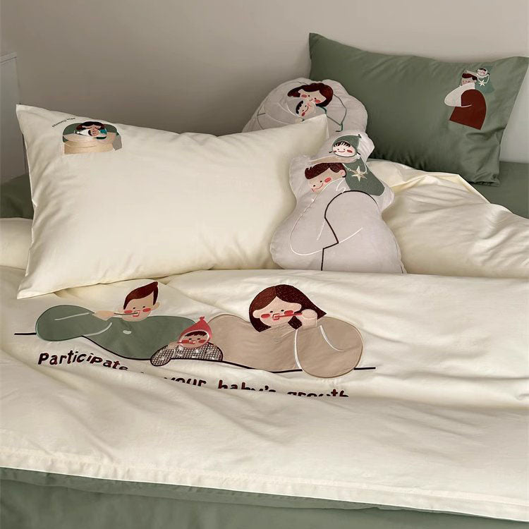 Family Wash And Brush Pure Cotton Four-Piece Bed Set - Harmony Gallery