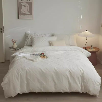 Nordic Rhombus Light Luxury Washed Cotton Four-Piece Bed Set - Harmony Gallery