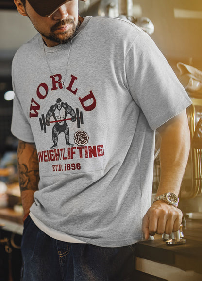 American Retro Flocking Printed Double Pure Cotton Heavy Men's T-Shirt - Harmony Gallery