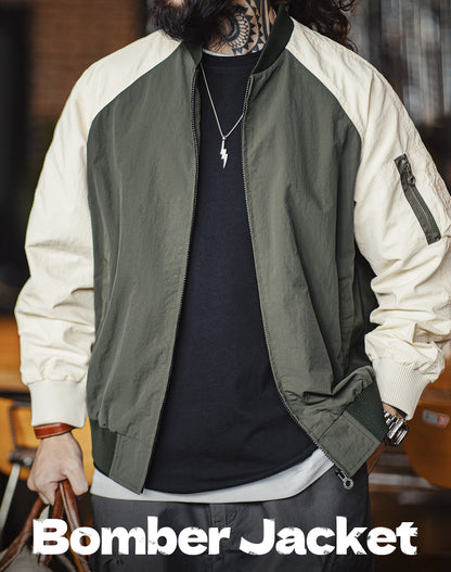 American Retro Contrast MA1 Pilot Color Matching Baseball Men's Jacket - Harmony Gallery