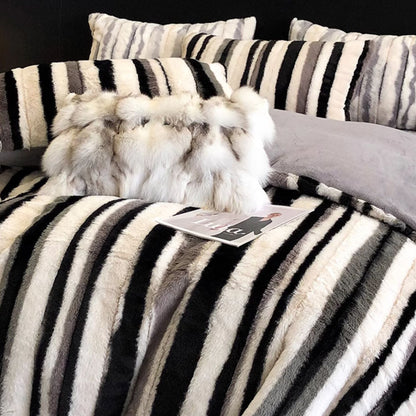Luxury Rabbit High-end Thickened Double-Sided Coral Winter Four-Piece Bed Set - Harmony Gallery