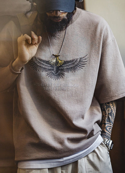 American Retro Design Falcon Print Summer Cool and Rebellious Men's T-Shirt