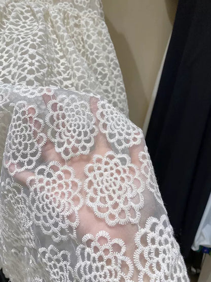French Fairy Lace Royal Puff Sleeve High-End Women's Dress - Harmony Gallery