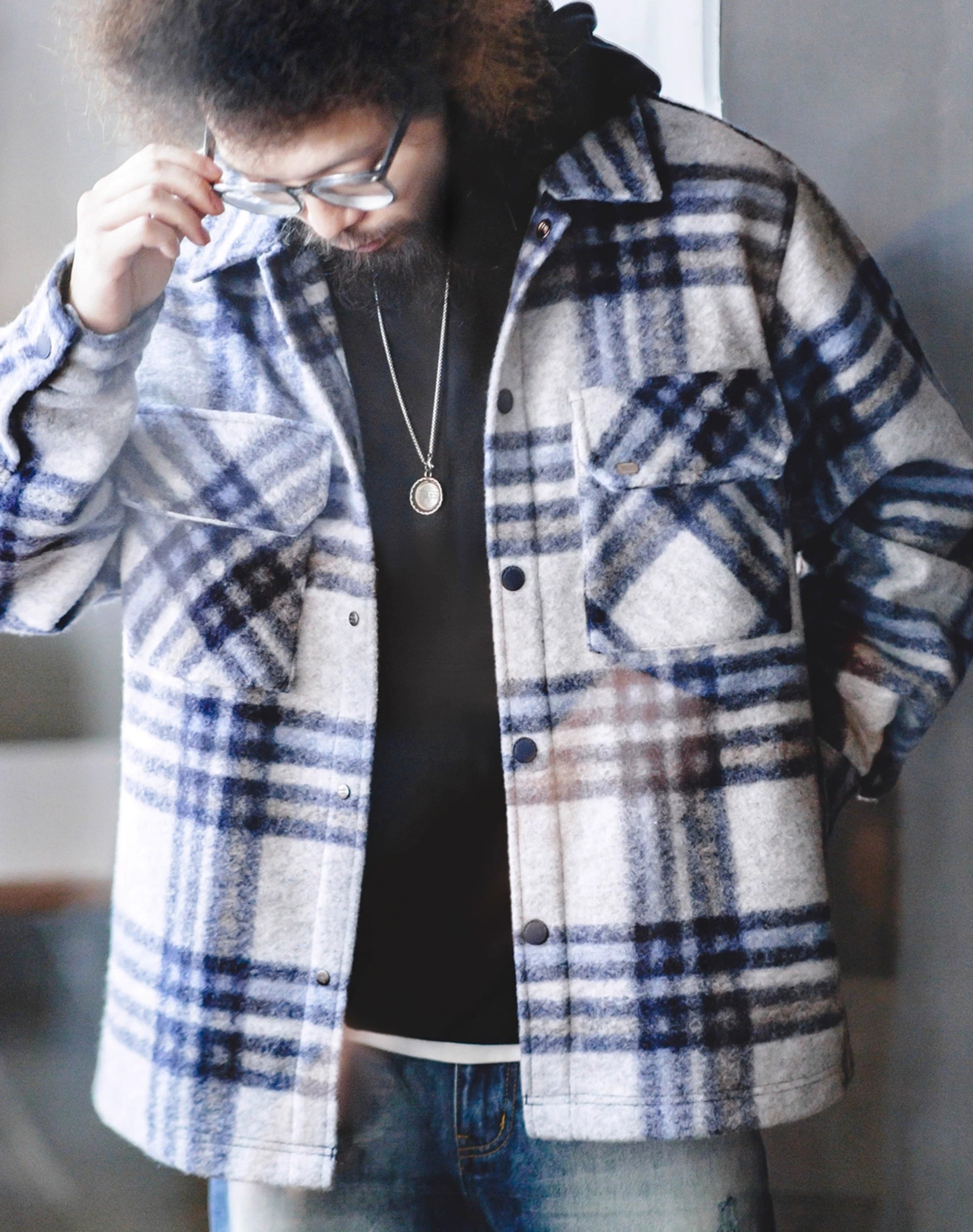 American Casual College Style Pattern Woolen Warm Men's Jacket - Harmony Gallery