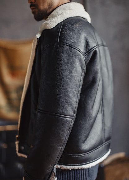 American G1 Flight Bomber Faux Textured Lambswool Lychee Leather Men's Jacket - Harmony Gallery