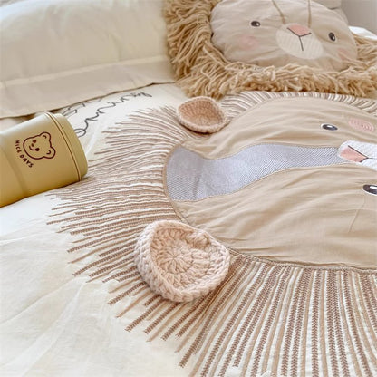 Cute Little Lion Pure Cotton Washed Four-Piece Bed Set - Harmony Gallery