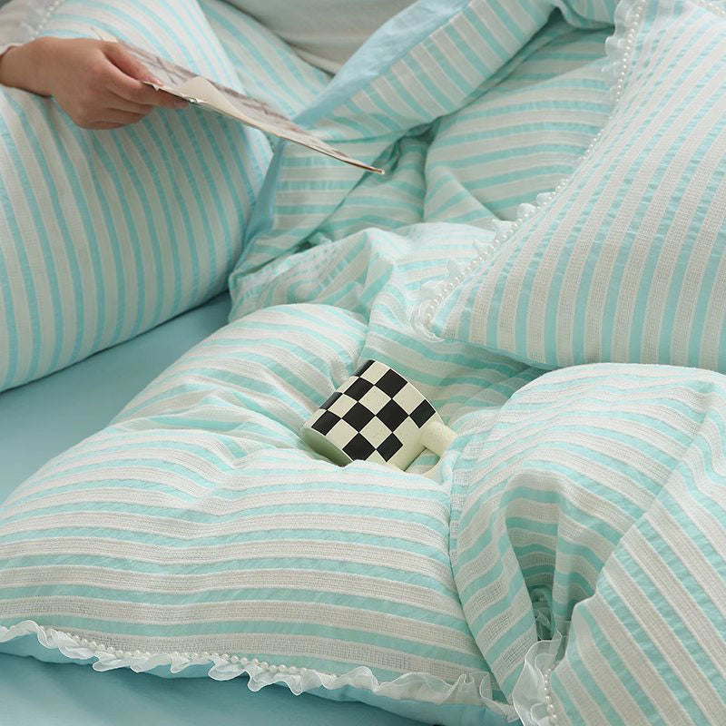 Ins Fairy Princess Sleeping Cotton Washed Four-Piece Bed Set - Harmony Gallery