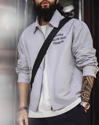 American Retro Letter Embroidery Coach Loose Silhouette Spring Men's Jacket - Harmony Gallery