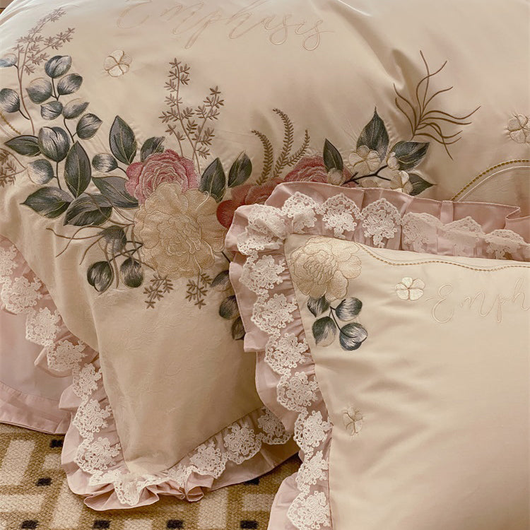 French Romantic Princess Cotton Four-Piece Pure Cotton Bed Set - Harmony Gallery