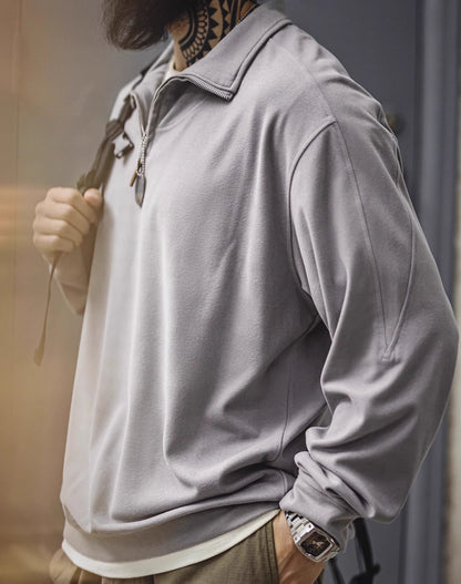 American Casual Half-Zip Stand-Up Collar Lapel Pullover Men's Sweater - Harmony Gallery