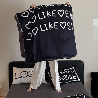 Black Love Pure Cotton Four-Piece Black And White Bed Set - Harmony Gallery